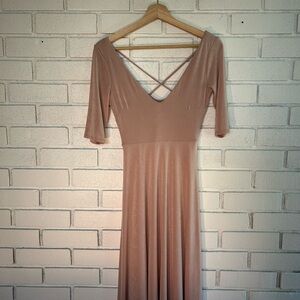 Astr Pink Flutter Sleeve V-Neck Sundress